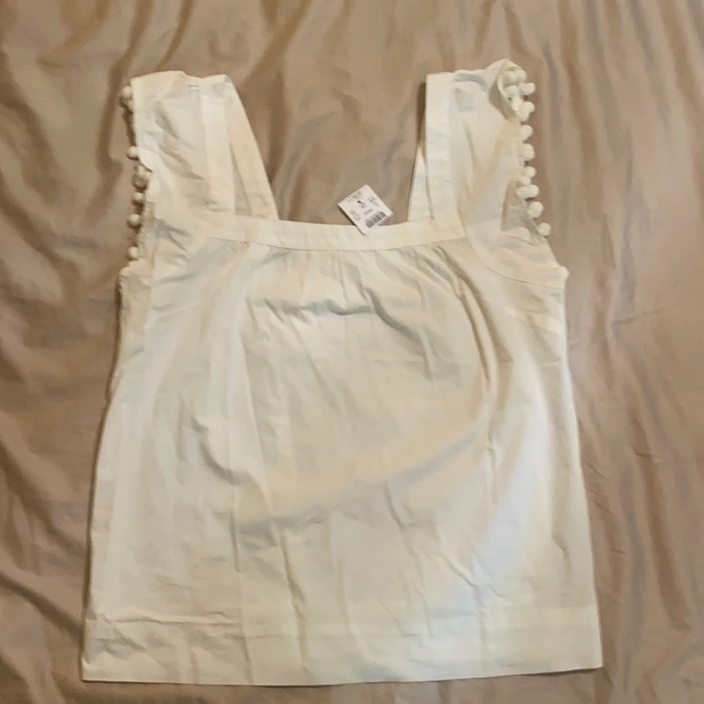 J. Crew Factory White Tank with Tassels